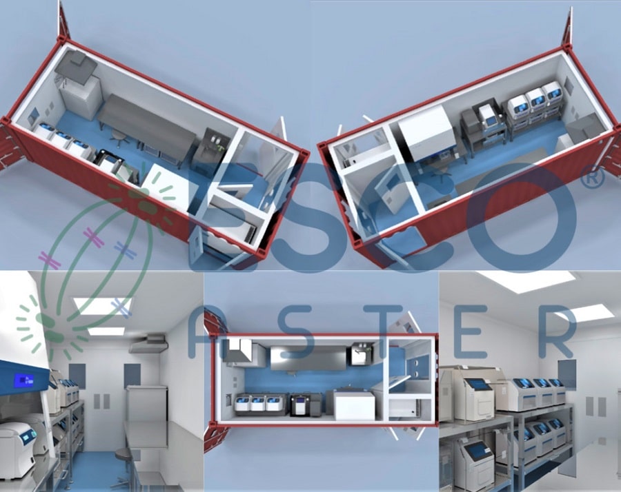 Aster Xpress™ with integrated Streamline Swab Booth in 20' container 