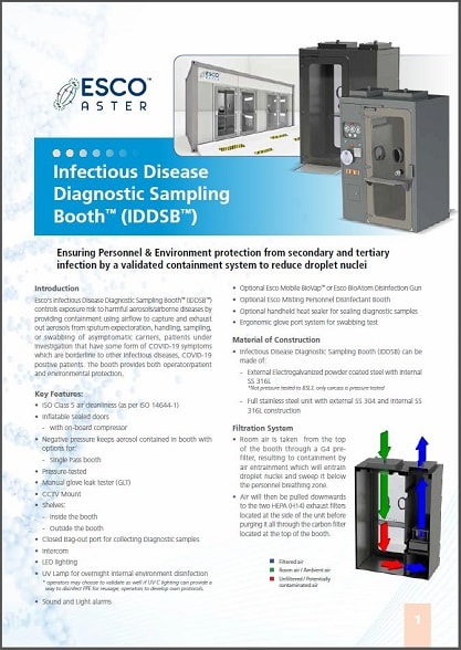 Infectious Disease Diagnostic Sampling Booth™ (IDDSB™) brochure