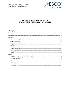 Protocol For Generation of HEK293T
Seed Train Using CelCradle