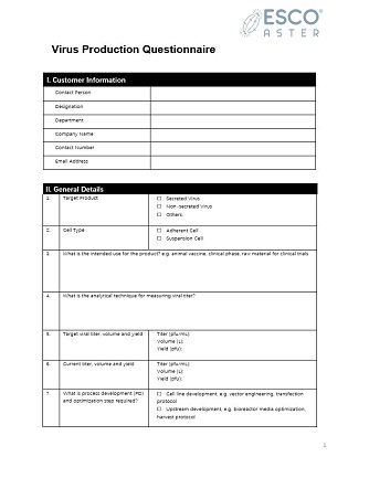 Virus Production Questionnaire